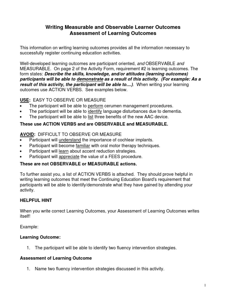 dissertation learning outcomes