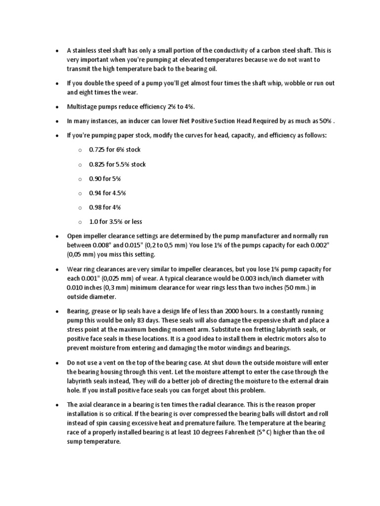 Pump Rules of Thumb 2.pdf Bearing (Mechanical) Pump