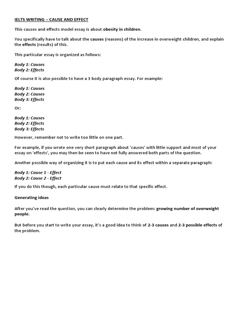 IELTS Writing - Cause and Effect | Download Free PDF | Obesity | Psychology