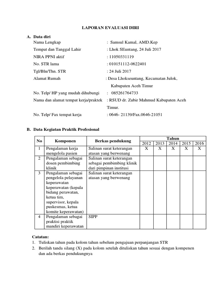 Laporan Evaluasi Diri