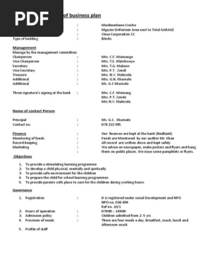 Structure and Layout of Business Plan