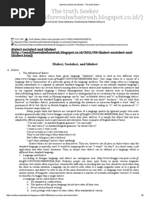 Dialect Sociolect And Idiolect The Truth Seeker Dialect English Language