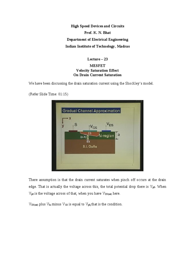 Lec23 PDF PDF Field Effect Transistor Equations