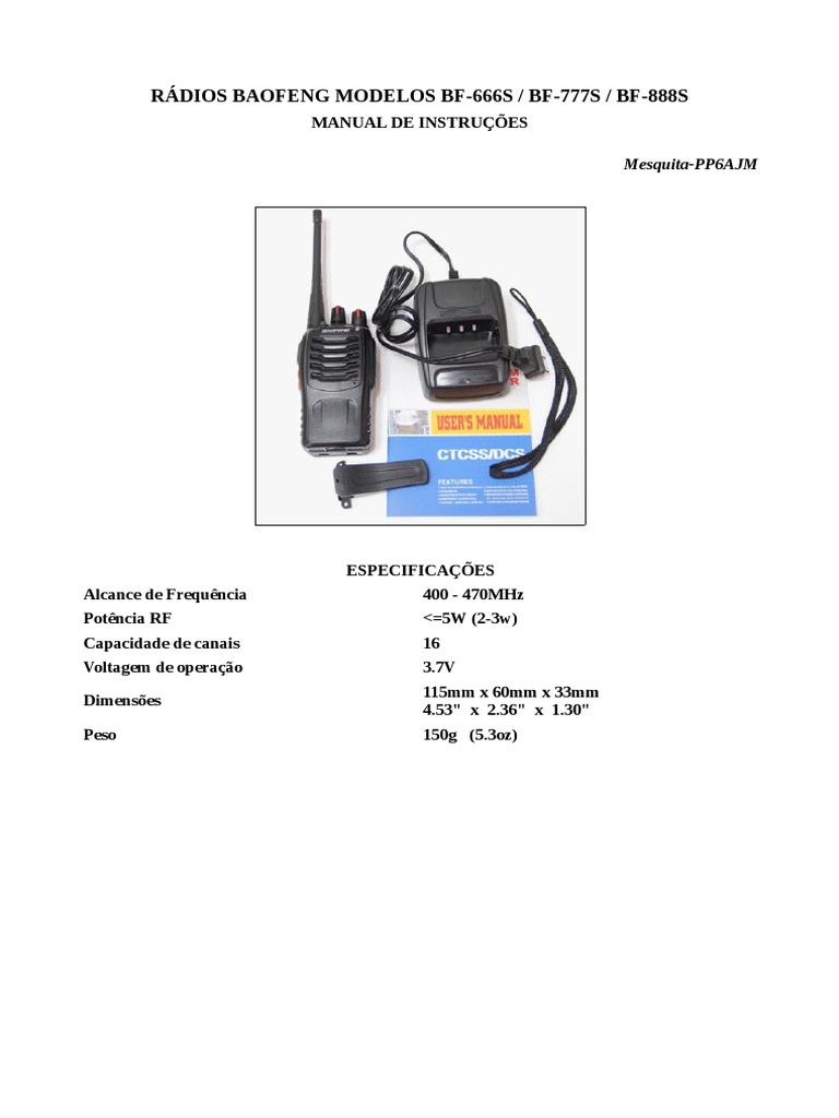 MANUAL BAOFENG 777S.pdf Radiodifusão Radiodifusão