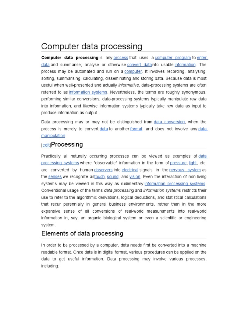 Computer Data Processing | PDF | Data | Information