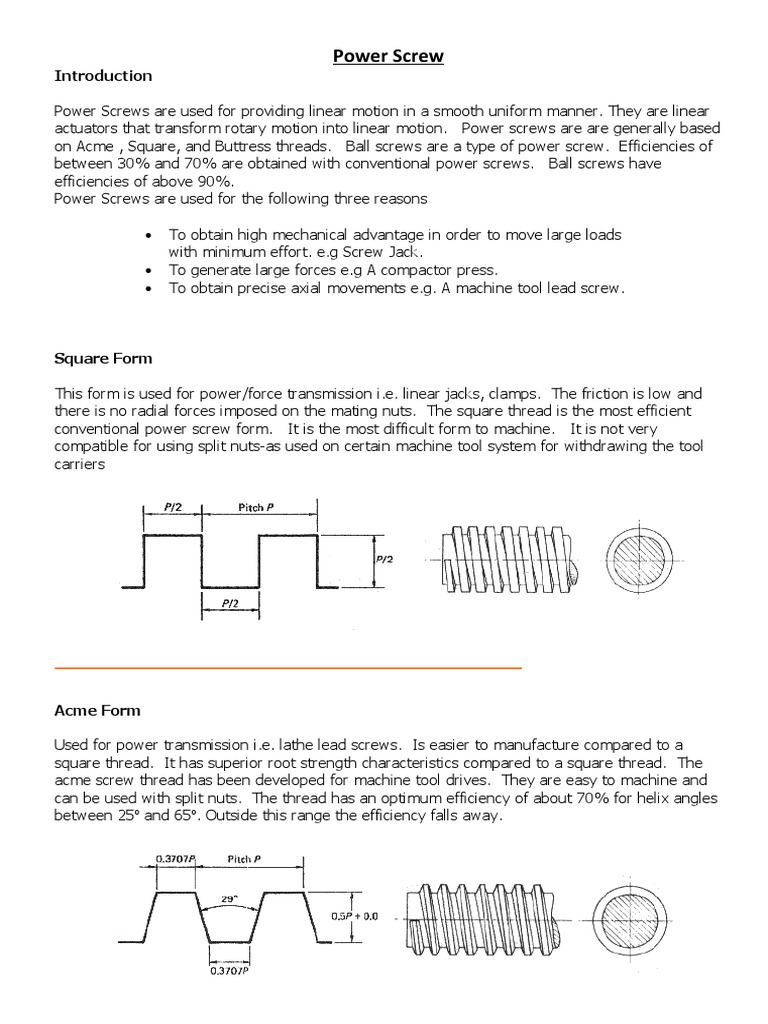 Power Screw PDF Strength Of Materials Steel