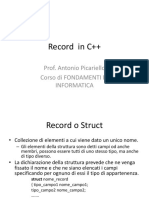 Record in C++: Prof. Antonio Picariello Corso Di Fondamenti Di Informatica