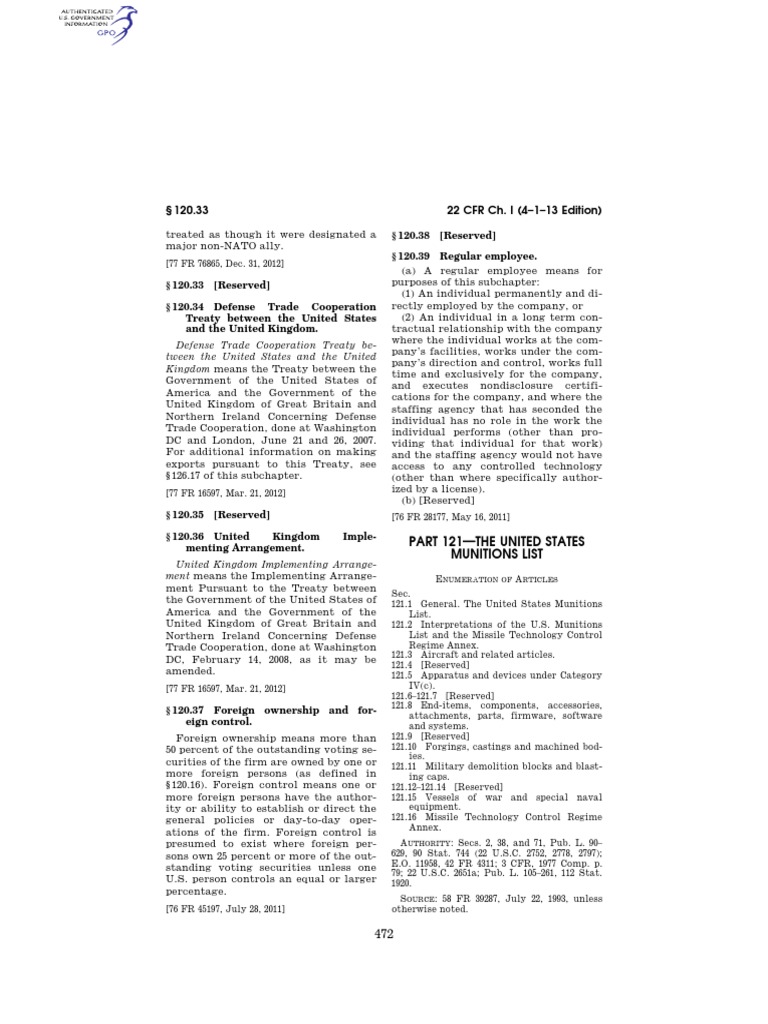 U.S. Munitions List Overview | PDF | Firearms | Caliber
