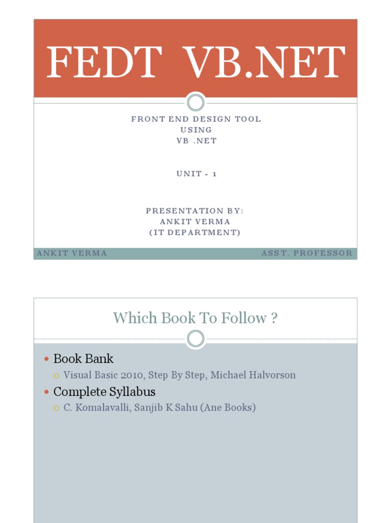 VB.NET Front End Design Overview | PDF | Microsoft Visual Studio ...