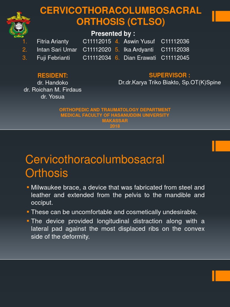 Milwaukee CTLSO Brace Overview | PDF | Vertebral Column | Anatomical ...