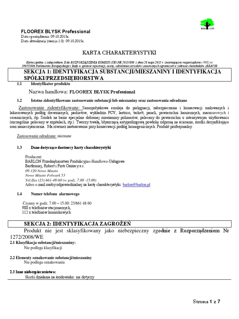 Karta Charakterystyki Nazwa handlowa