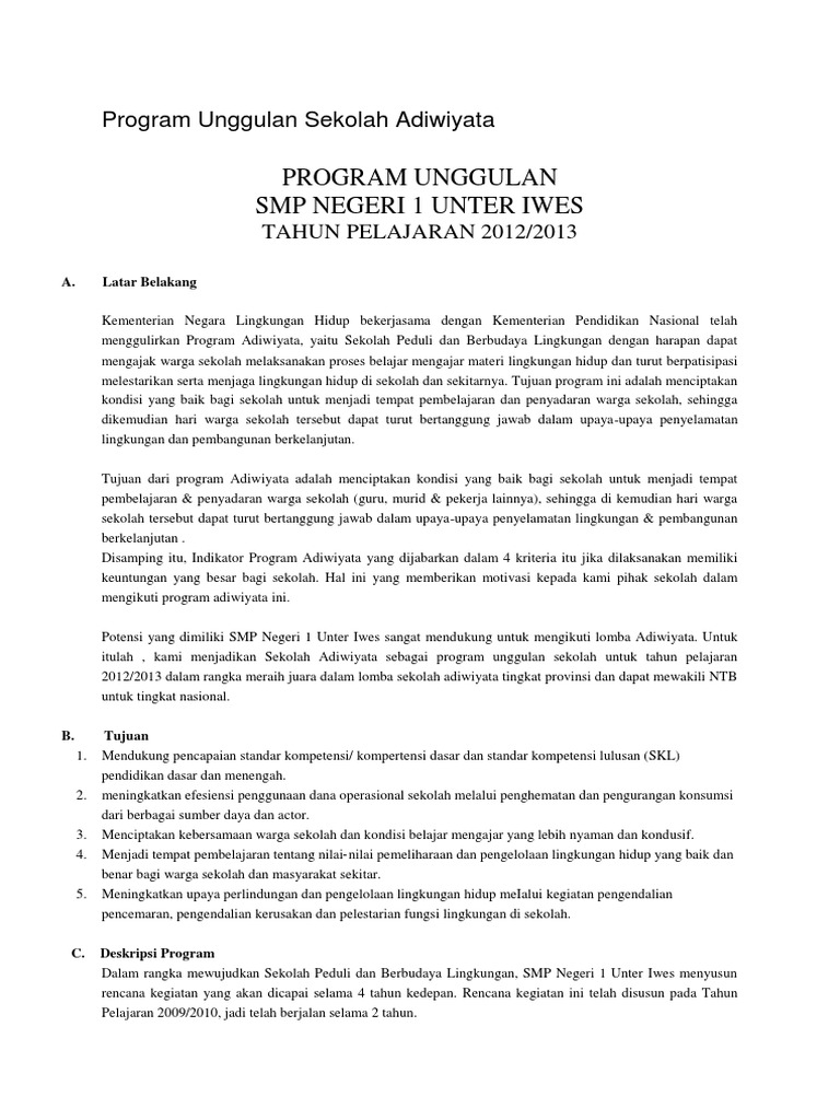 Program Unggulan Sekolah Adiwiyata