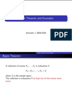 Bayes Theorem and Examples: Semester 1 2009-2010