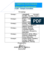 English 120 Groupings Campus Journalism