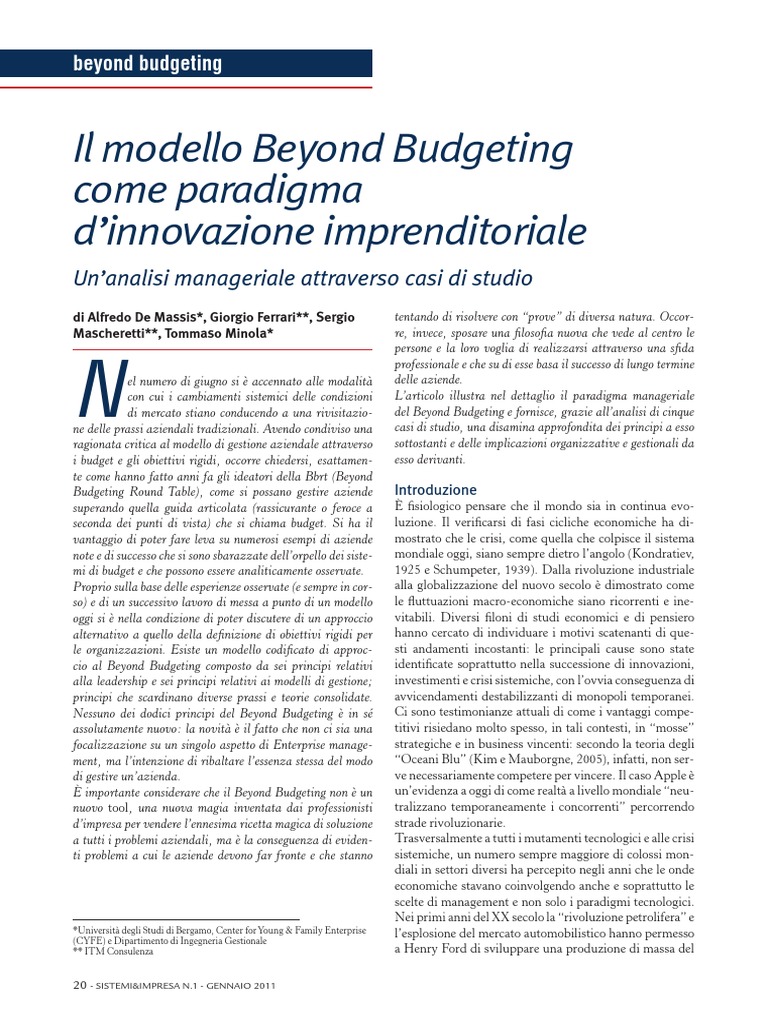 Articolo Beyond Budgeting | PDF