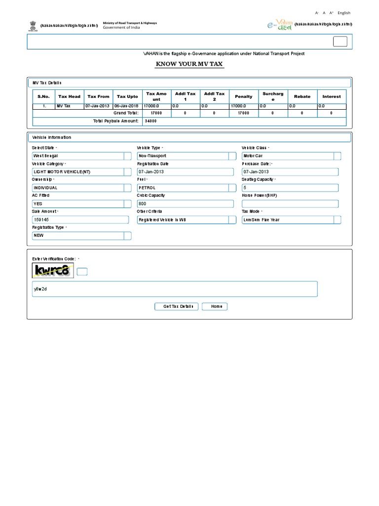 Tax VAHAN 4 01.pdf Car Transportation Engineering