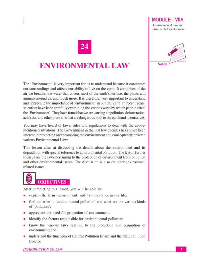 Environmental Law: Module - Viia | PDF | Pollution | Environmental Law