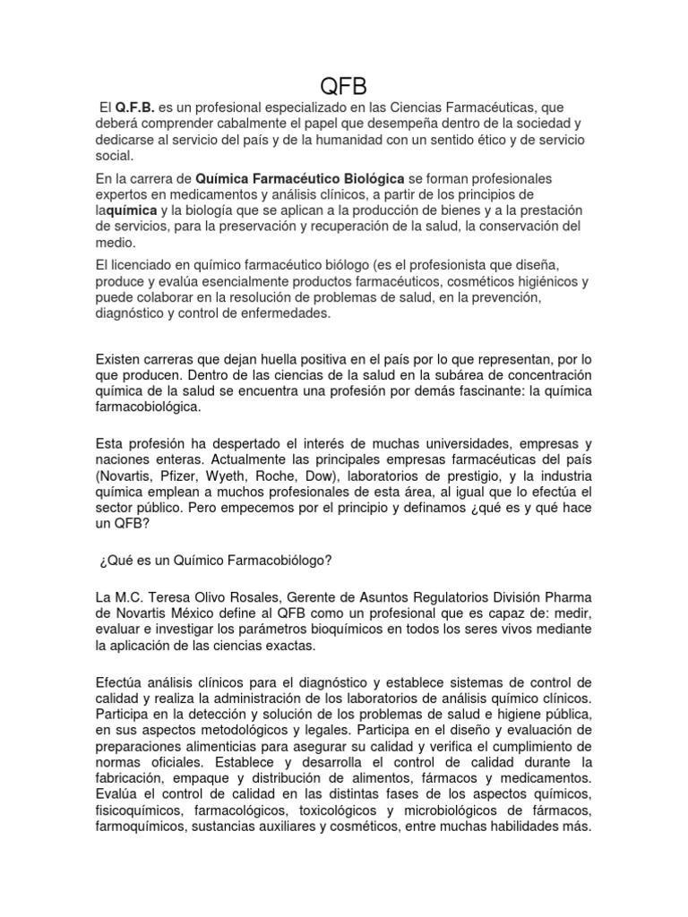 Qué es un Químico Farmacobiólogo | PDF | Químico | Ingeniería Química