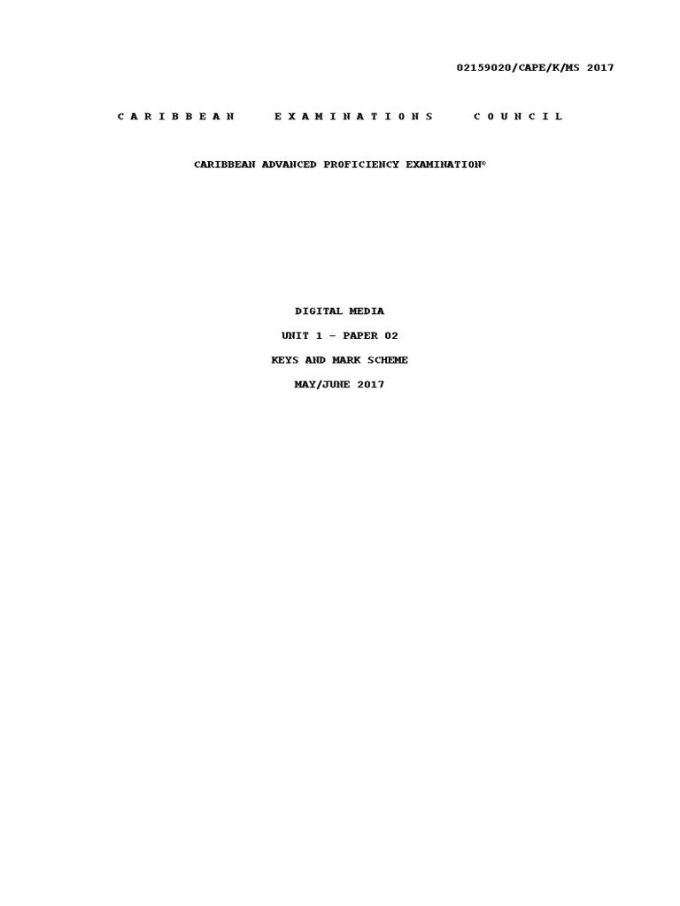 CAPE Digital Media Unit 1 Paper 2 Key PDF Intellectual Property