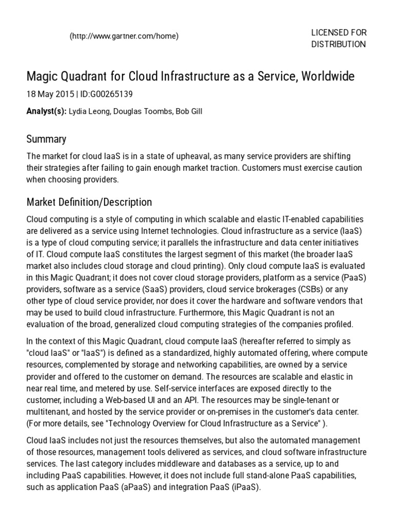 Gartner Cloud Infrastructure | PDF | Platform As A Service | Cloud ...
