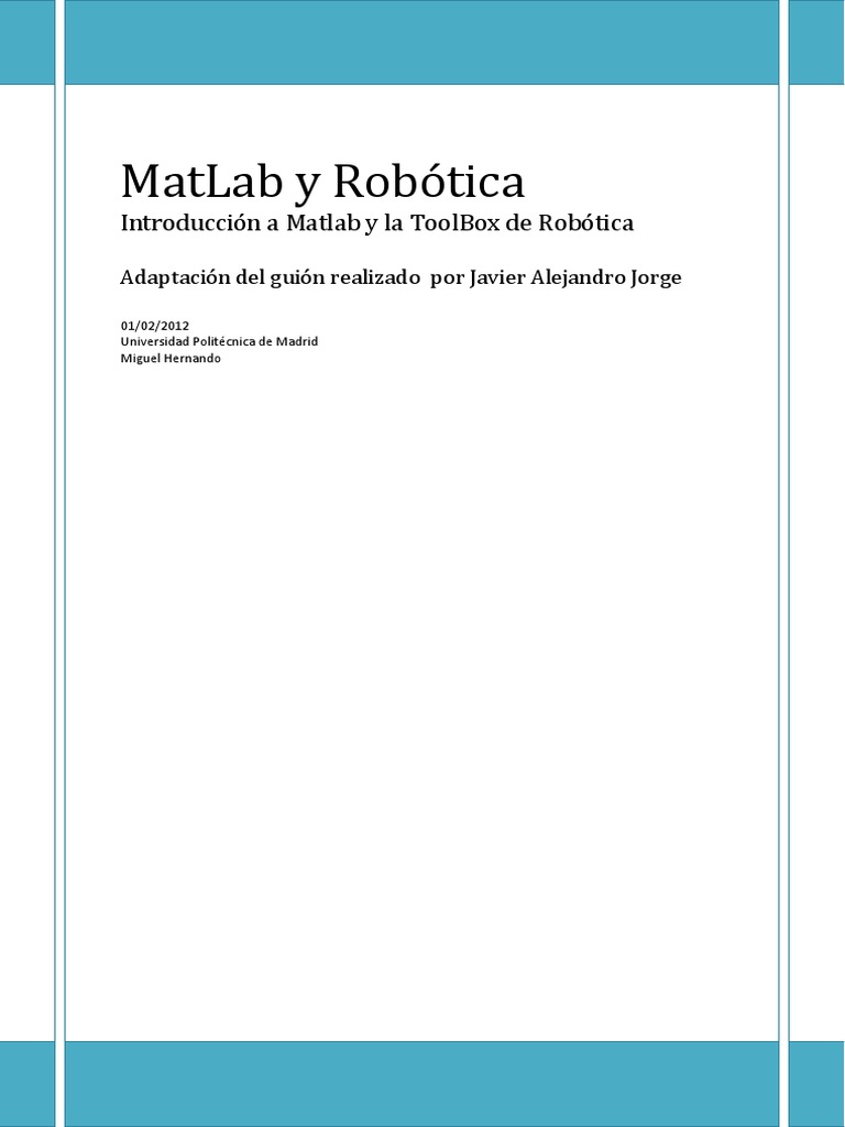 Matlab para Cinematica Del Robot PDF | PDF | Matlab | Movimiento (física)