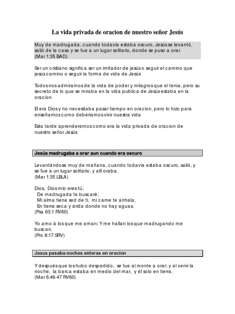La vida de oración de Jesús | PDF | Oración | Jesús