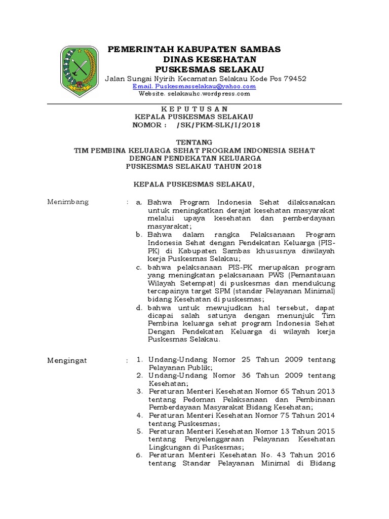 SK TIM Pembina Keluarga Sehat | PDF