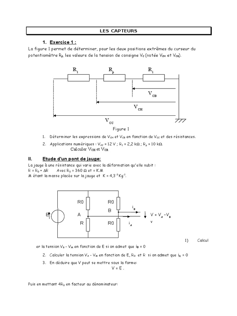 TD Les Capteurs | PDF | Résistance (électricité) | Quantité