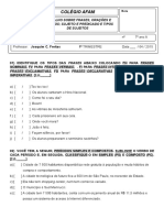 Trabalho Sobre Frases, Orações e Períodos Sujeito e Predicado e Tipos de Sujeitos - 7º Ano A