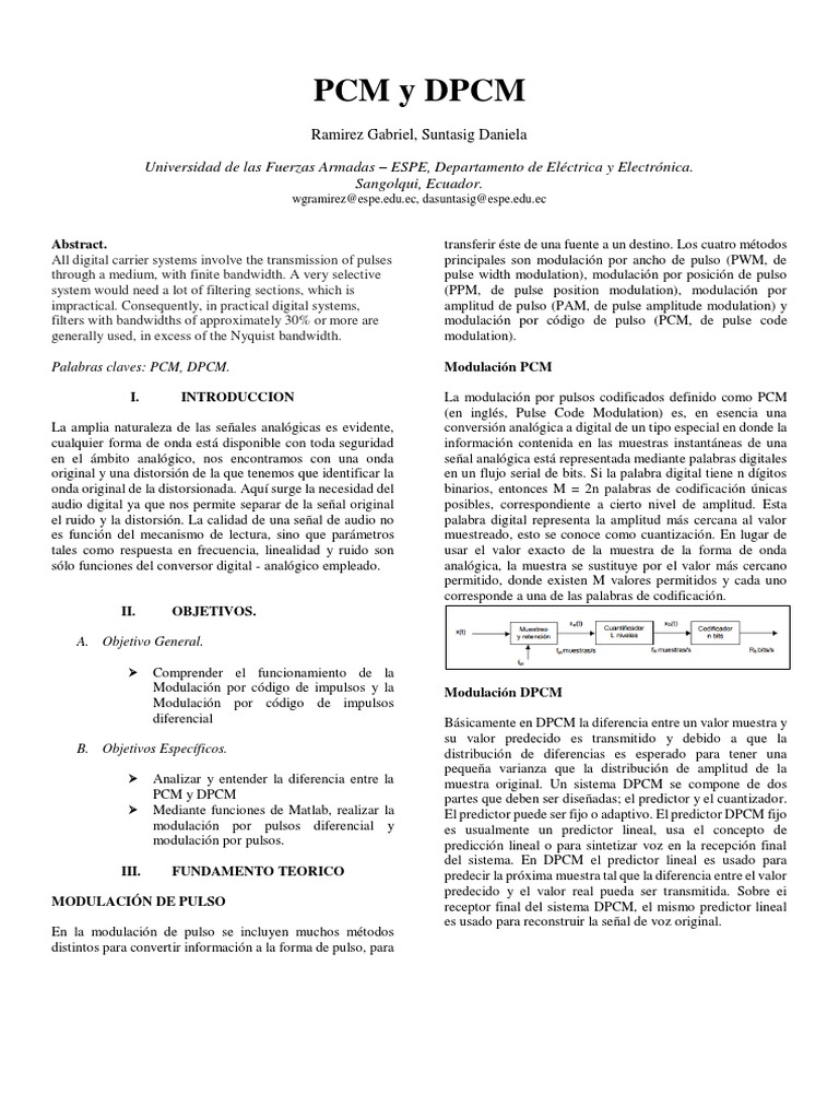 Comparativa entre PCM y DPCM | PDF | Señal analoga | Modulación