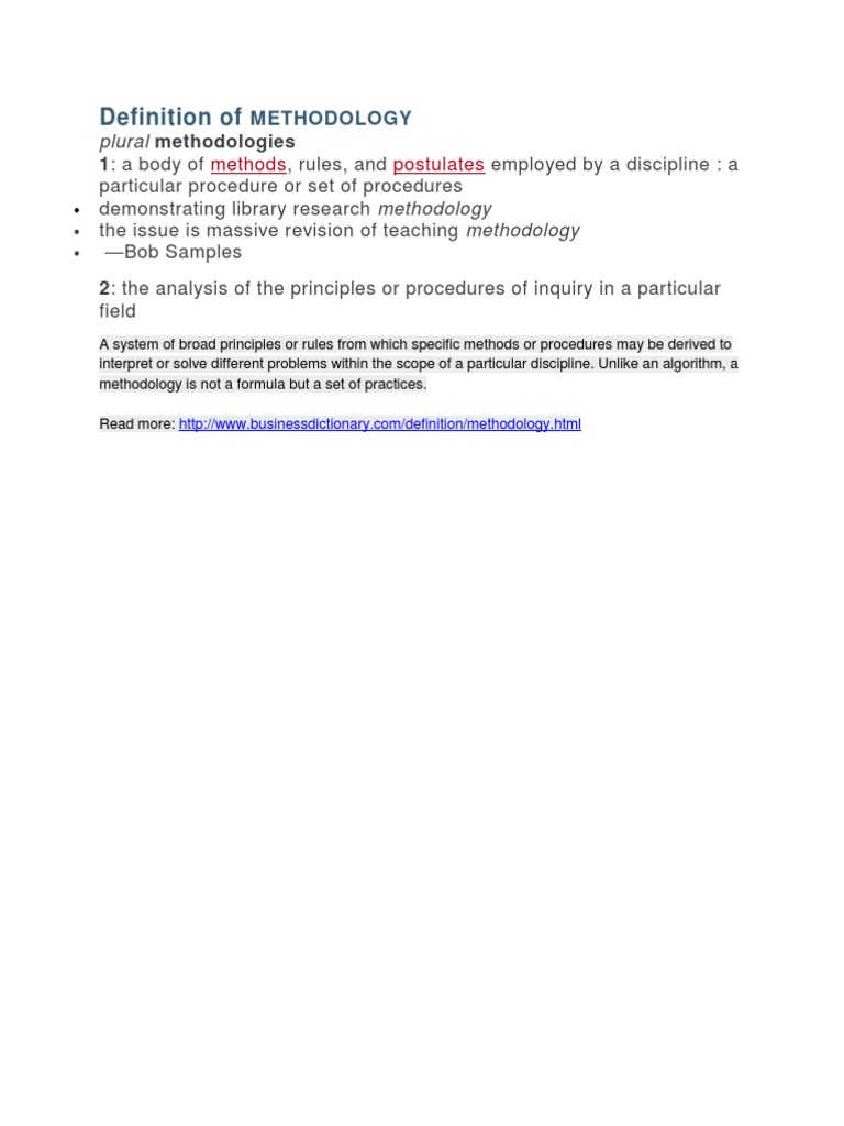 definition of methodology pdf