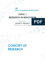 Topic 1: Research in Education