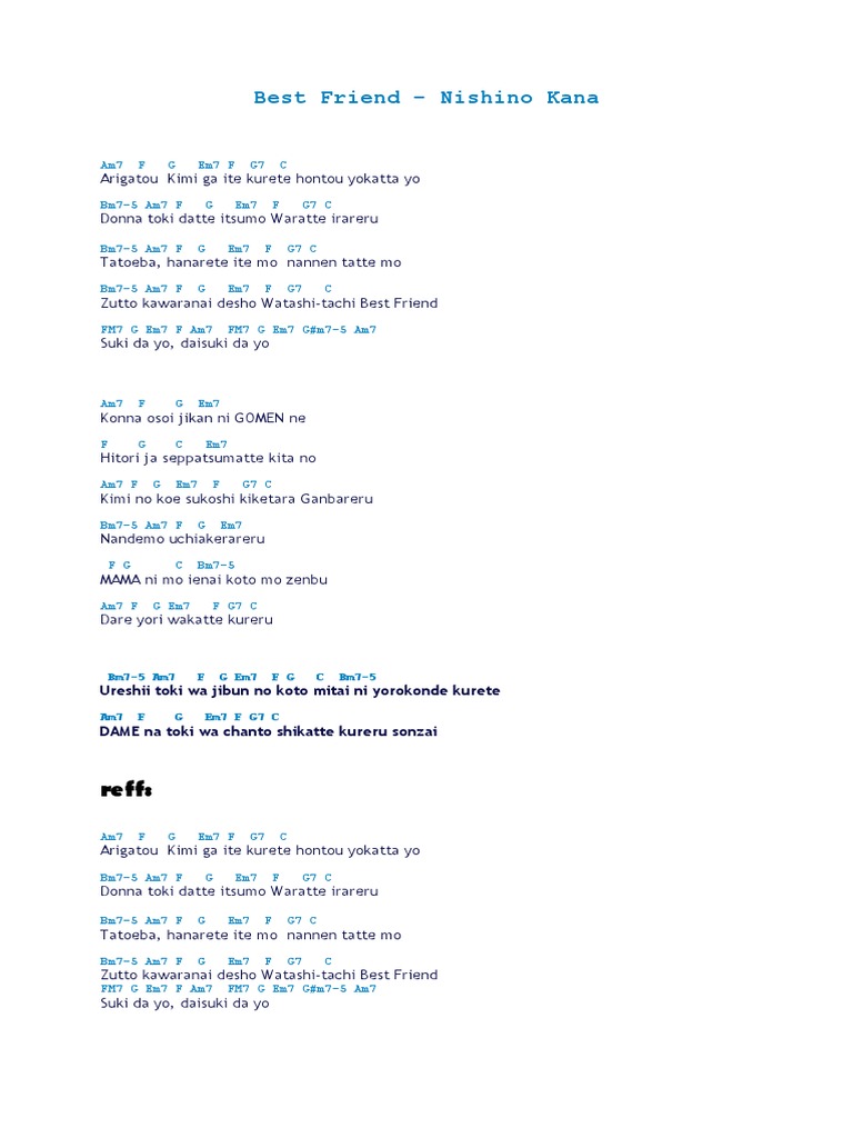 Best Friend Nishino Kana Reff Pdf