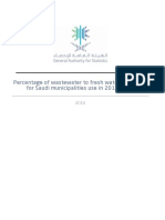 Percentage of Wastewater To Fresh Water Treatment For Saudi Municipalities Use in 2010-2016 en