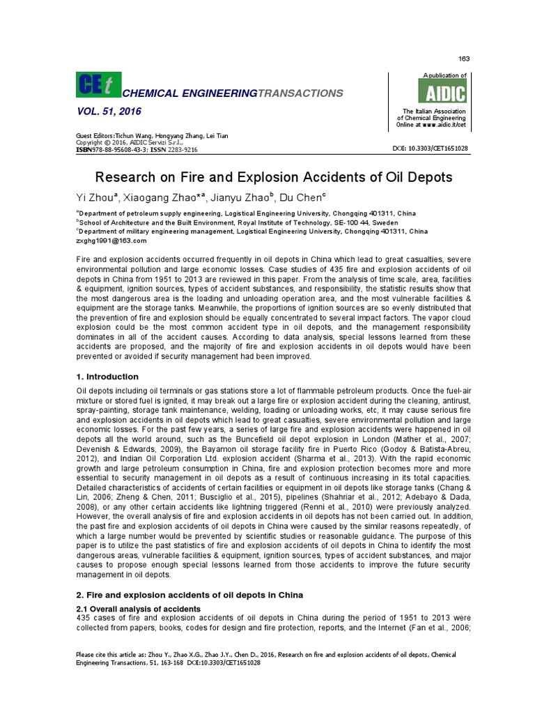 Research On Fire and Explosion Accidents of Oil Depots | PDF ...