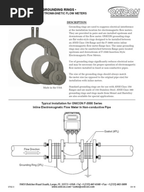 0792 3 Grounding Ring Catalog Sheet 04 16 Pdf Flow Measurement Pipe Fluid Conveyance