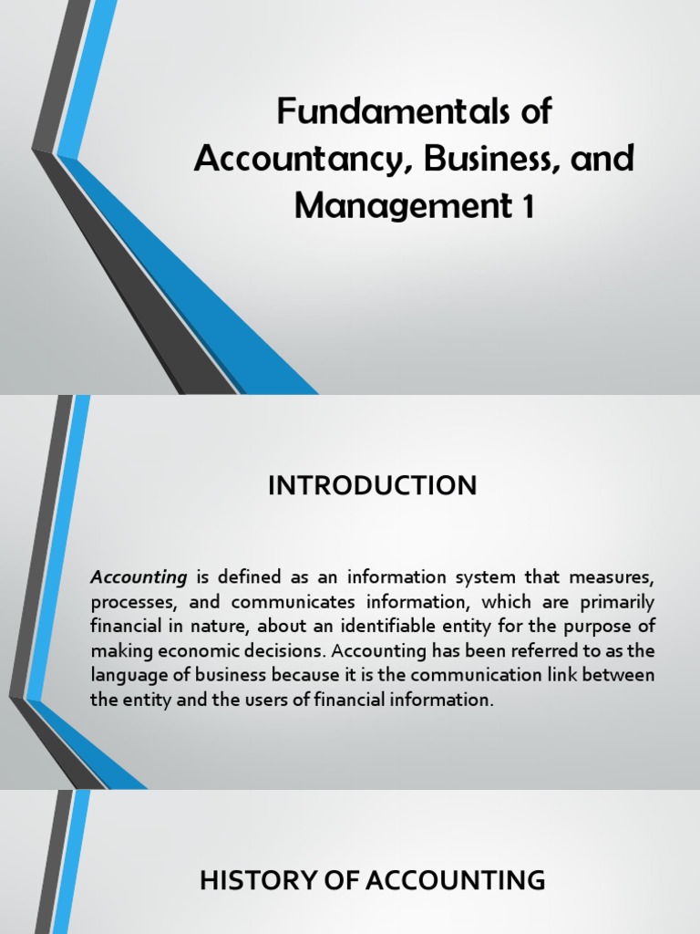 Fundamentals of Accountancy, Business, And Management Bookkeeping