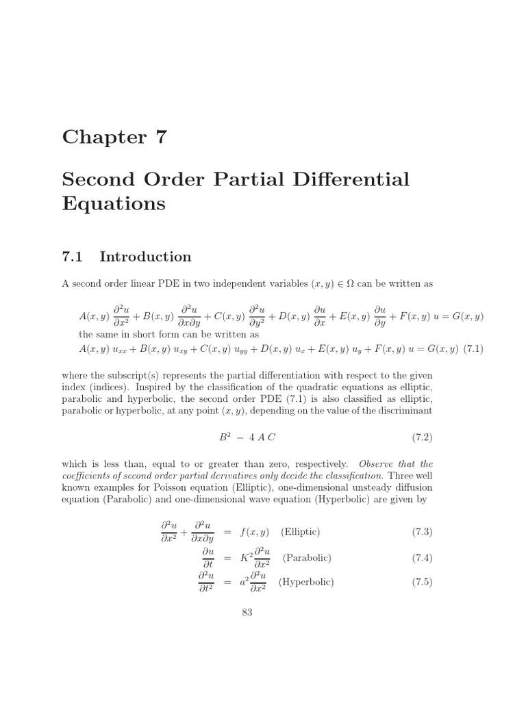 Pde Second Order 1 Partial Differential Equation Differential Equations