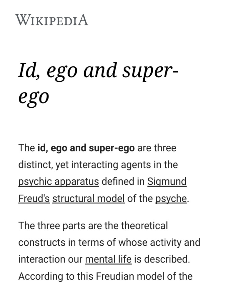 Id Ego And Super Ego Pdf Id Psychoanalytic Theory