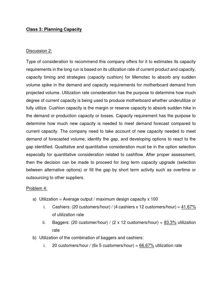 Class 3-Planning Capacity | PDF | Business | Economics