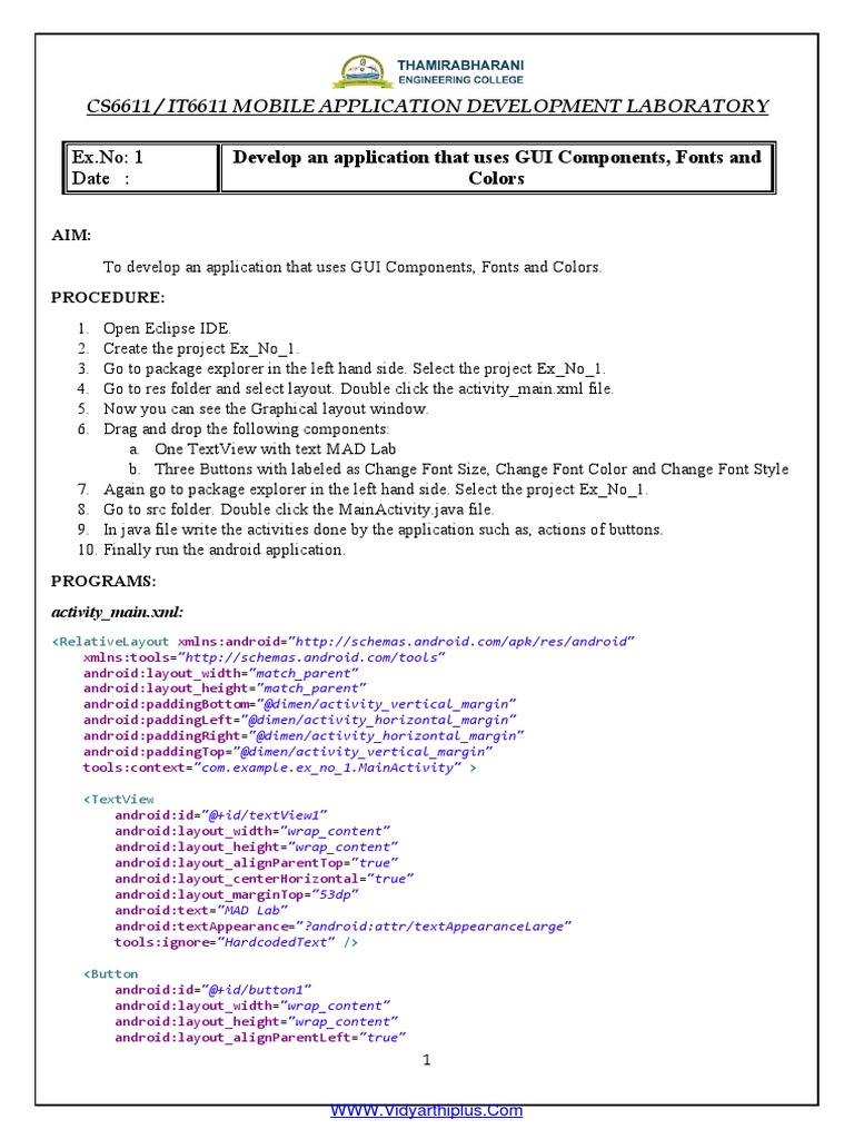 1MAD Lab Manual PDF Download Free PDF Typefaces Android