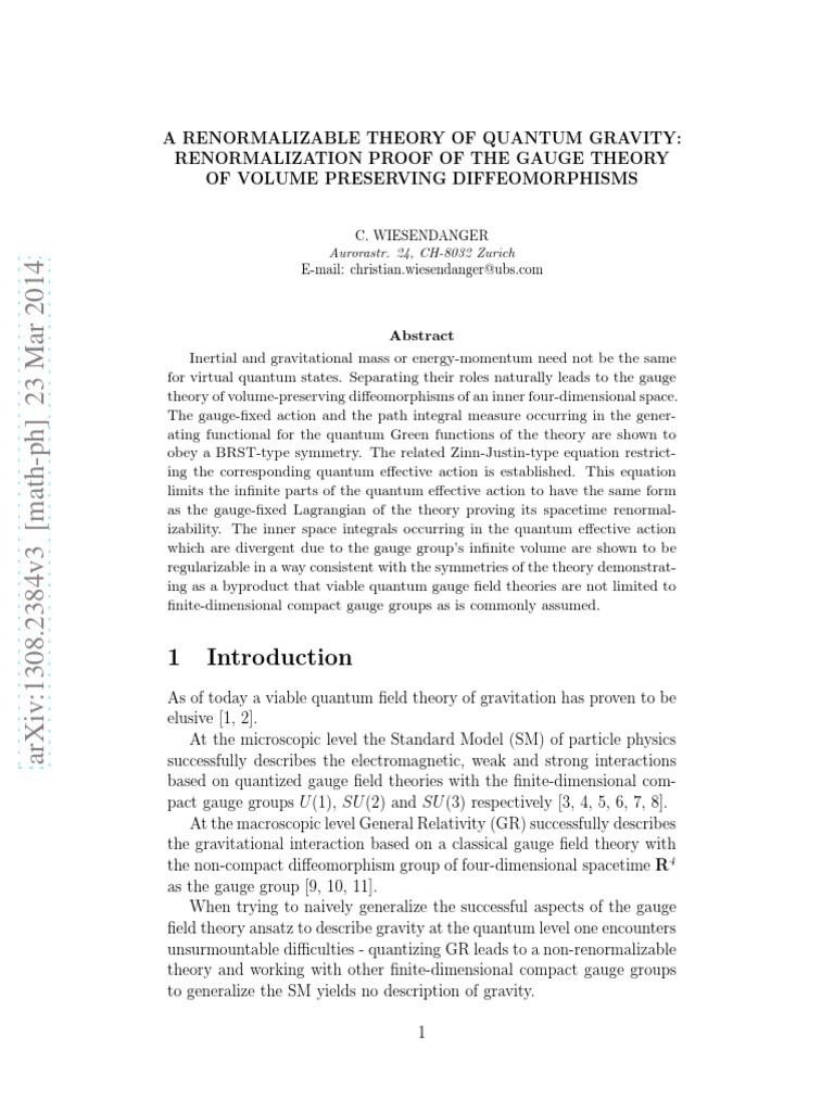 Renormalizable Quantum Gravity Theory | PDF | Quantum Field Theory ...