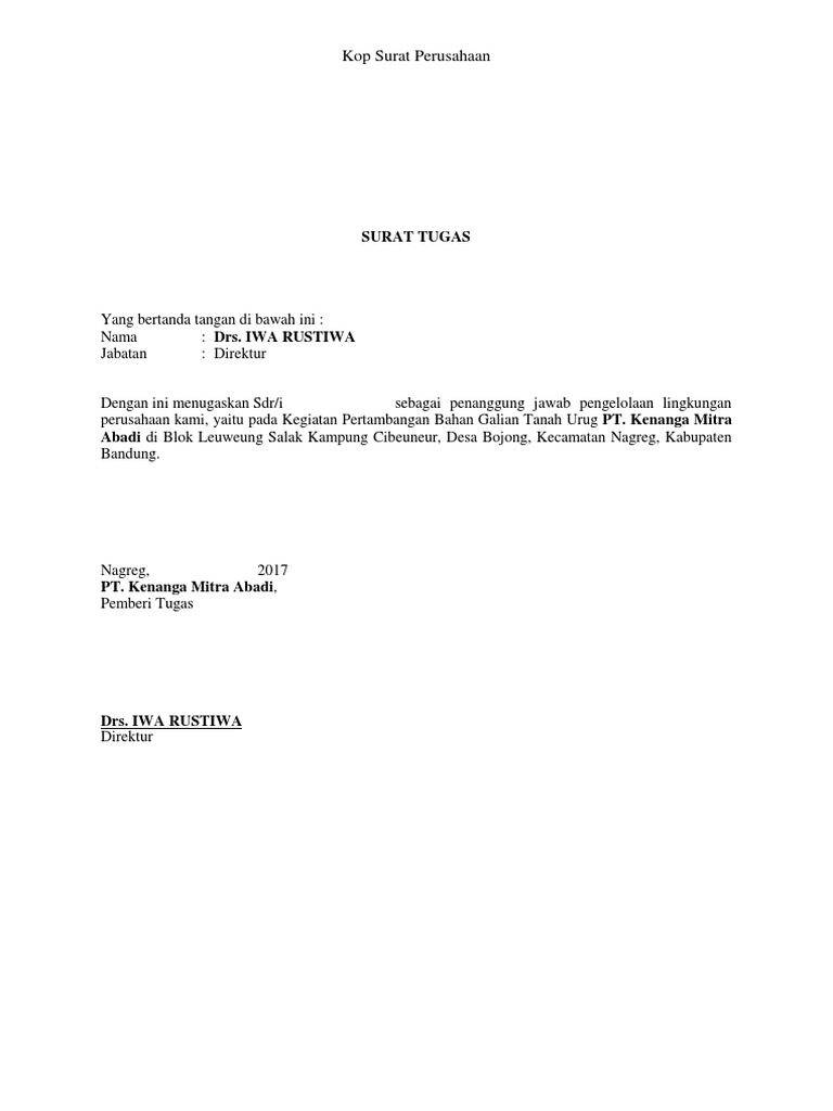 Surat Tugas Ukl Upl