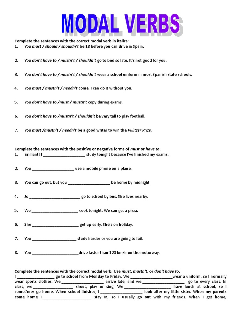 Modal Verbs Grammar Drills Linguistic Typology Linguistic Morphology
