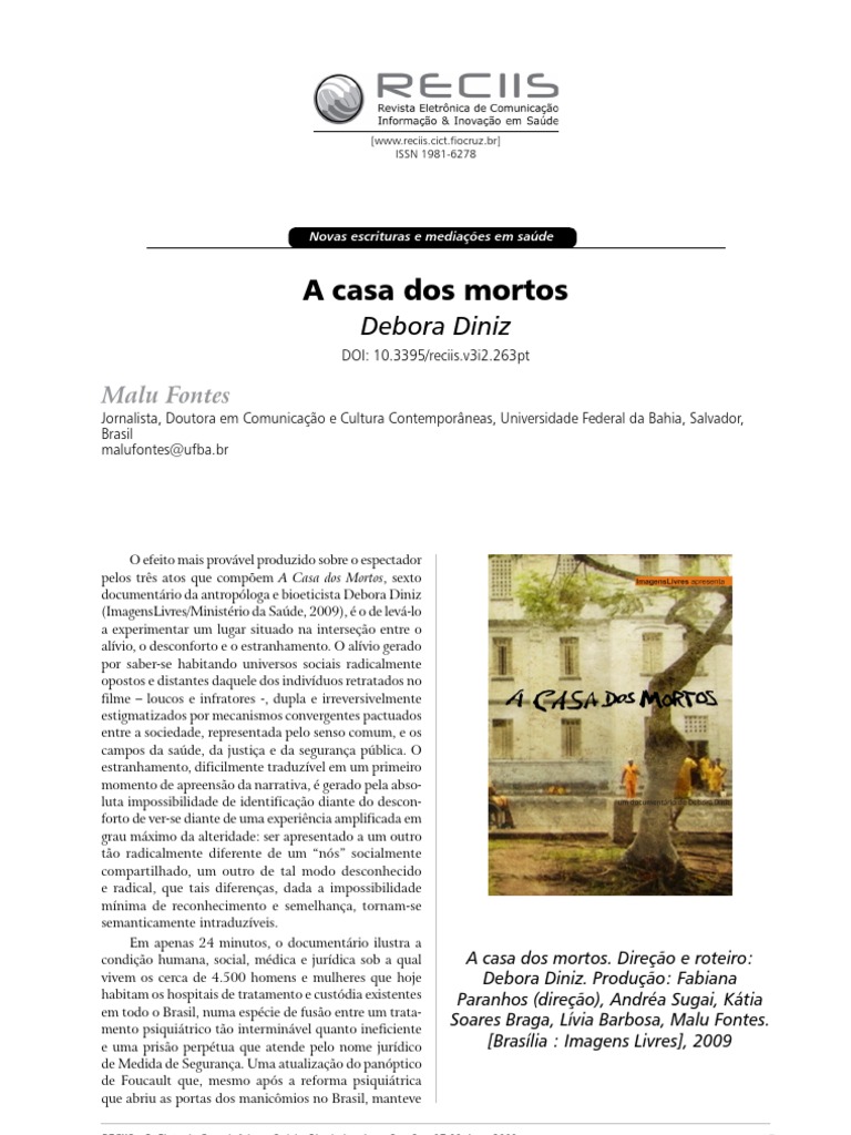 A Casa Dos Mortos PDF Saúde mental Documentário