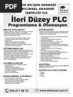 Bilimsel Akademi İleri Düzey PLC Kursu İzmir