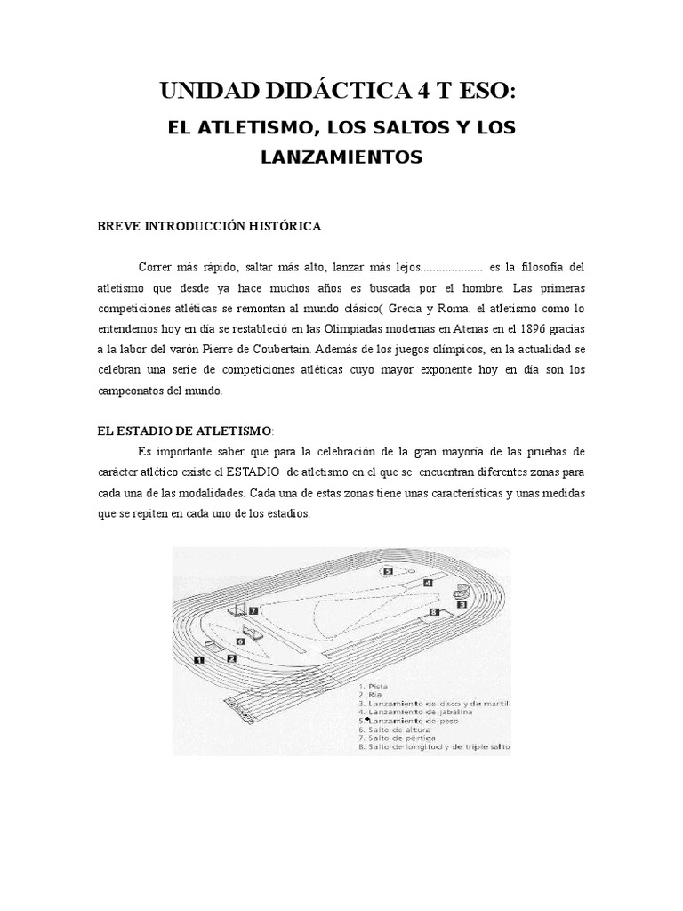 Atletismo: Saltos y Lanzamientos en TESO | PDF | Deporte del atletismo ...