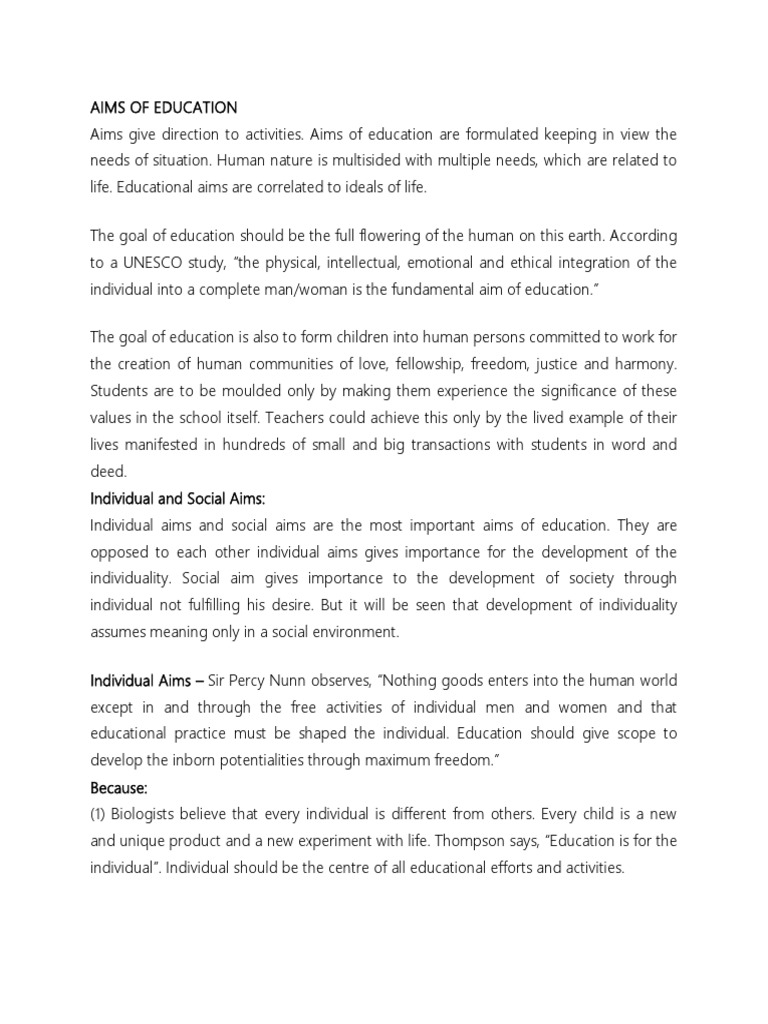 Aims of Education | PDF | Value (Ethics) | Philosophical Movements