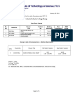 Timetable Changes Second Semester 2017-18