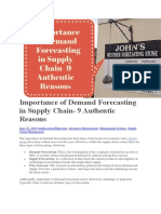 Importance of Demand Forecasting in Supply Chain